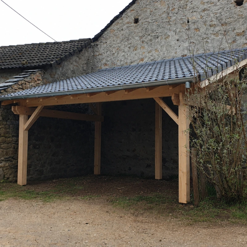 Carport bois monopente